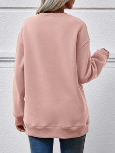 MERRY CHRISTMAS Round Neck Dropped Shoulder Sweatshirt