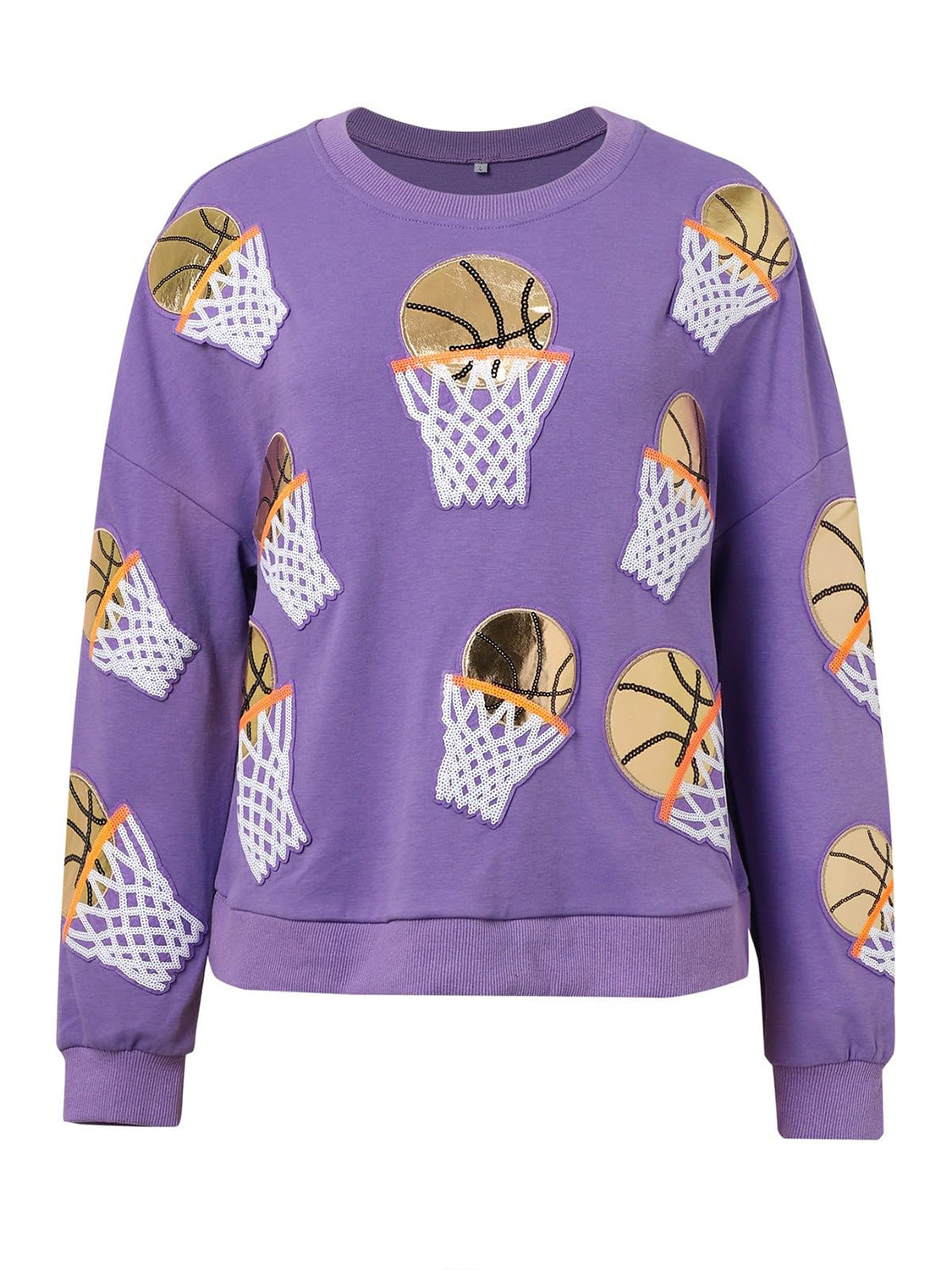 Basketball Round Neck Long Sleeve Sweatshirt