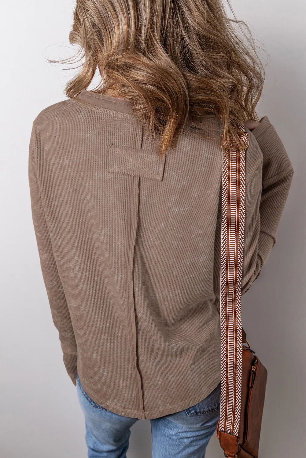 Notched Long Sleeve Top